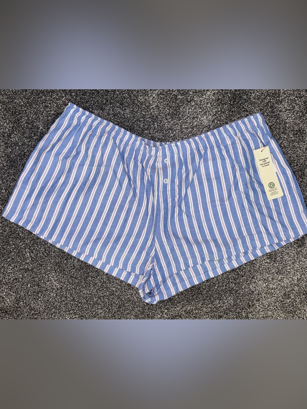 No Boundaries Blue, Orange and White Striped Cotton Lounge Shorts | * NWT * LG |